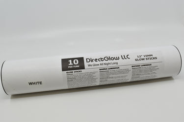 12 inch 15mm White Premium Glow Sticks- 10 Per Package